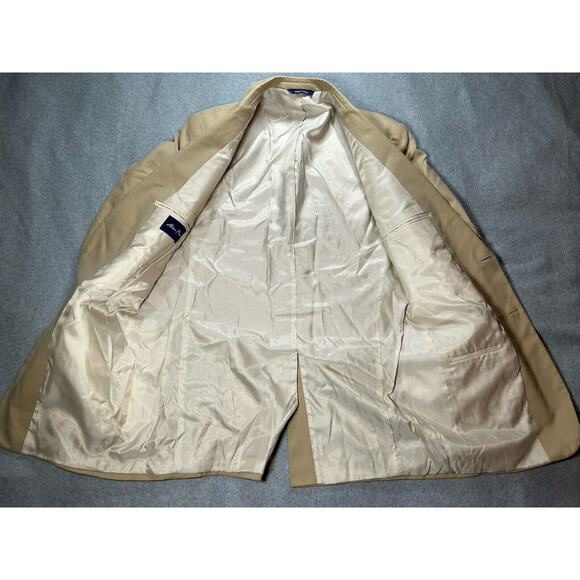 Alan Flusser Blazer Mens 40L Long Silk Cotton Blend Suit Jacket Beige Sport Coat - Picture 12 of 14